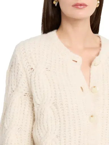 Tanya Taylor Women's Hale Cable-Knit Cardigan - Optic White | Thumbnail 5 Tanya Taylor Women's Hale Cable-Knit Cardigan - Optic White | Thumbnail 5