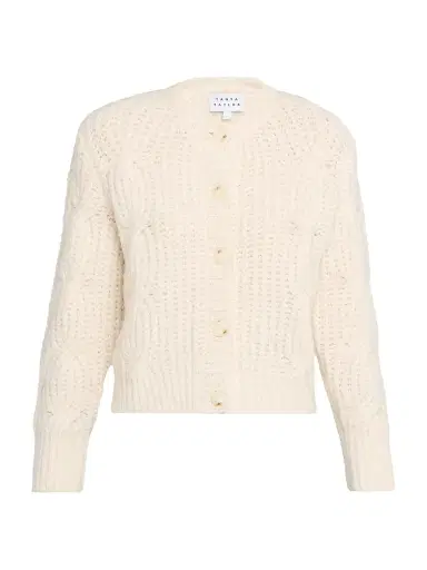 Tanya Taylor Women's Hale Cable-Knit Cardigan - Optic White | Thumbnail 1 Tanya Taylor Women's Hale Cable-Knit Cardigan - Optic White | Thumbnail 1