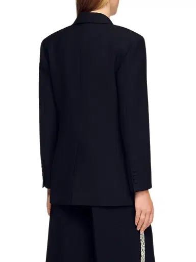Sandro Women's Jacket with Rhinestone Collar - Black | Thumbnail 4