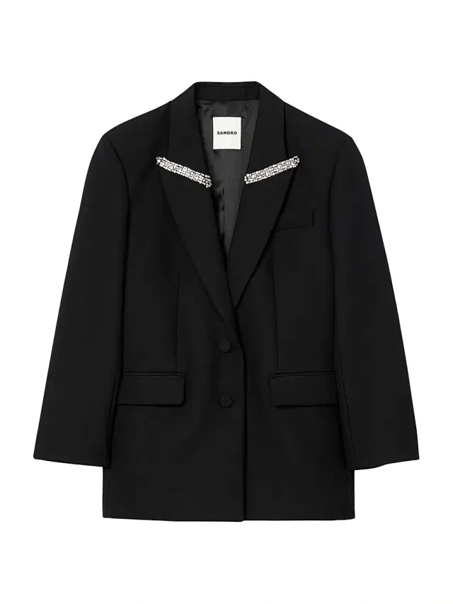 Women's Jacket with Rhinestone Collar - Black Women's Jacket with Rhinestone Collar - Black