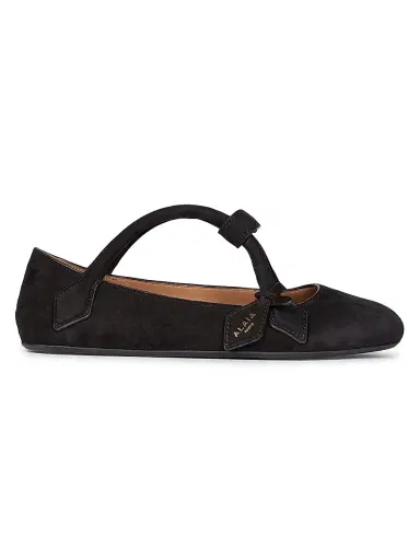 Alaïa Women's Suede Ballet Flats - Noir | Thumbnail 1 Alaïa Women's Suede Ballet Flats - Noir | Thumbnail 1