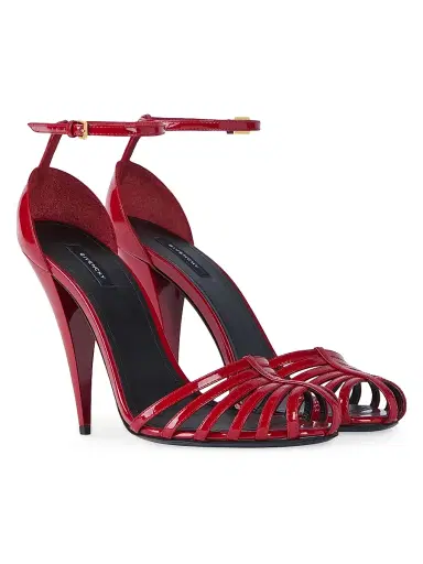 Givenchy Women's Cage Heeled Sandals in Patent Leather - Deep Red | Thumbnail 2
