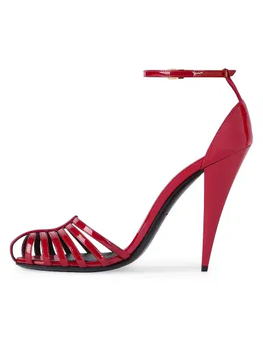 Givenchy Women's Cage Heeled Sandals in Patent Leather - Deep Red | Thumbnail 3