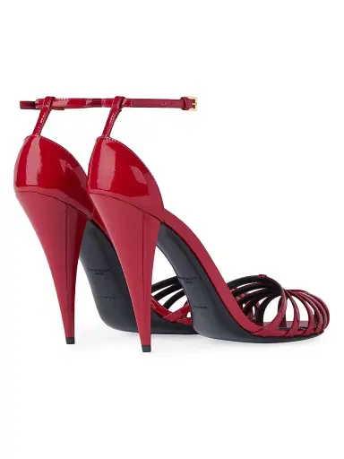 Givenchy Women's Cage Heeled Sandals in Patent Leather - Deep Red | Thumbnail 4