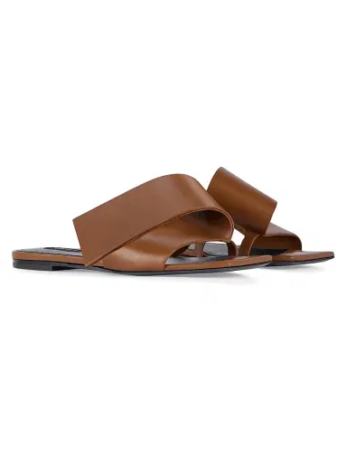 Givenchy Women's Sliced Square Flat Sandals in Leather - Tan | Thumbnail 2 Givenchy Women's Sliced Square Flat Sandals in Leather - Tan | Thumbnail 2