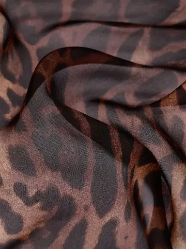 Givenchy Women's Stole in Silk Chiffon with Leopard Print - Brown Black | Thumbnail 2