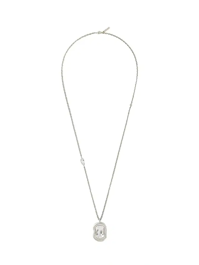 Women's Sculptural Crystal Necklace in Metal and Crystal - Antic Silvery
