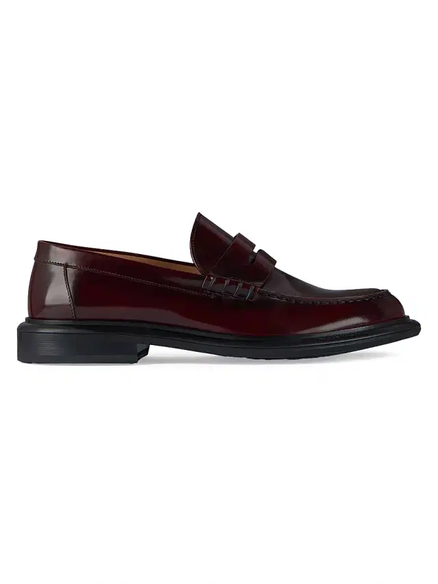 Women's Gent Loafers in Brushed Leather - Burgundy