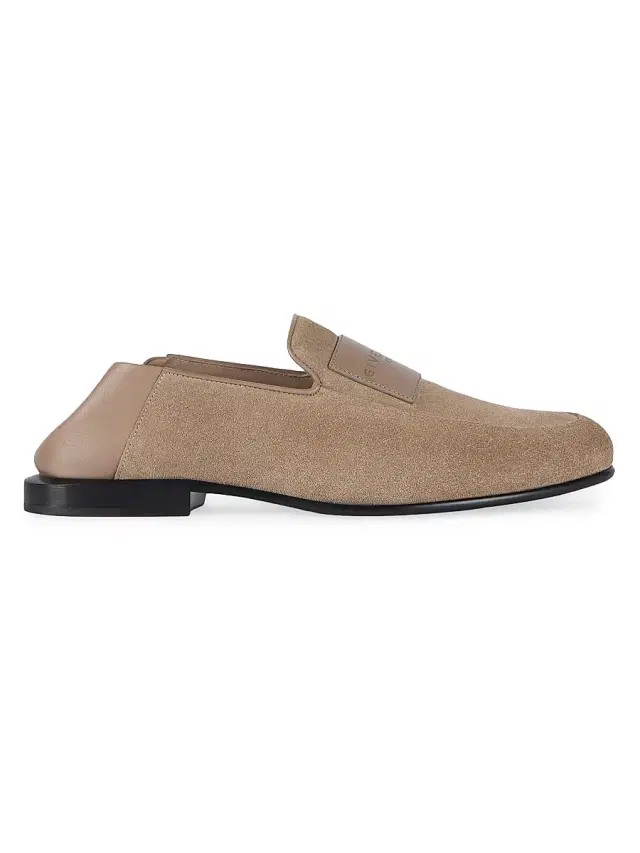 Women's Label Loafers in Suede - Beige