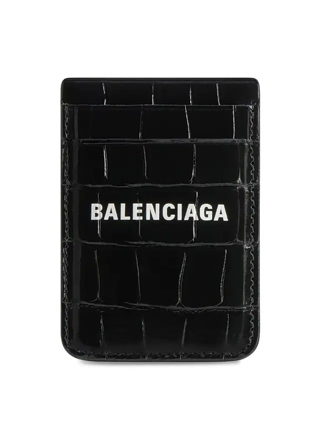 Women's Crocodile Embossed Cash Magnet Card Holder - Black White