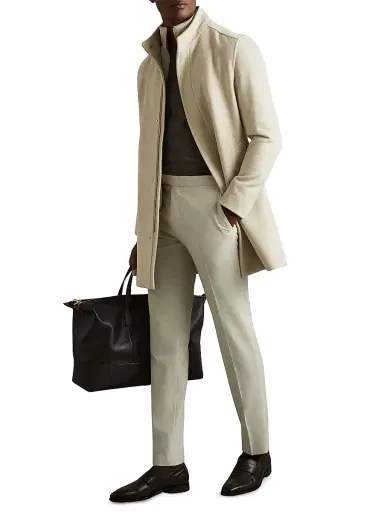 Reiss Men's Fuel Felt Coat - Oatmeal - Size XXL | Thumbnail 2