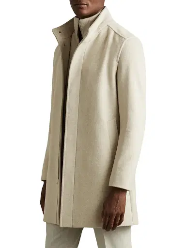 Reiss Men's Fuel Felt Coat - Oatmeal - Size XXL | Thumbnail 3