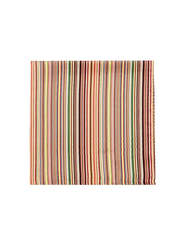 Men's Signature Stripe Silk Pocket Square - Multi Pattern