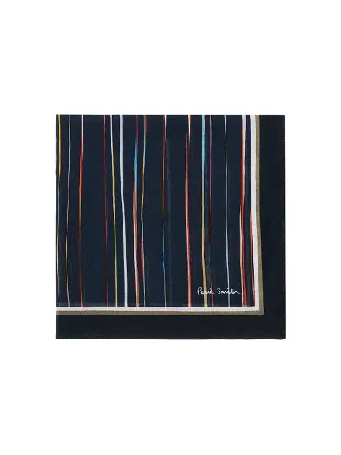 Paul Smith Men's Blurred Signature Stripe Cotton Pocket Square - Blue Pattern | Thumbnail 1
