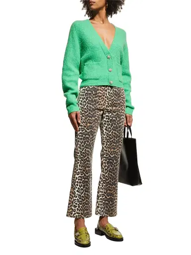 Ganni Women's Betzy Leopard Crop Jeans - Leopard - Size 30 | Thumbnail 2