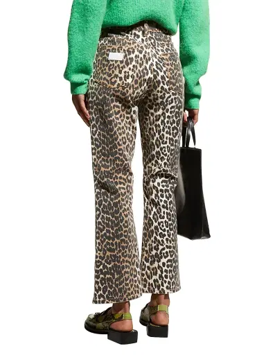 Ganni Women's Betzy Leopard Crop Jeans - Leopard - Size 30 | Thumbnail 4