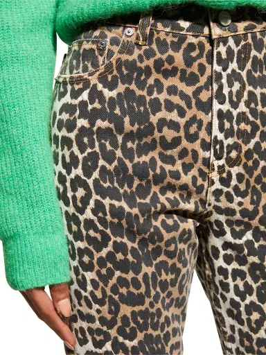 Ganni Women's Betzy Leopard Crop Jeans - Leopard - Size 30 | Thumbnail 5