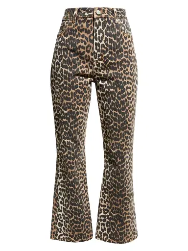 Ganni Women's Betzy Leopard Crop Jeans - Leopard - Size 30 | Thumbnail 1