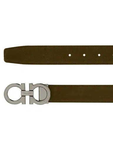 Ferragamo Men's Suede Gancini-Buckle Belt - Green - Size 42 | Thumbnail 4
