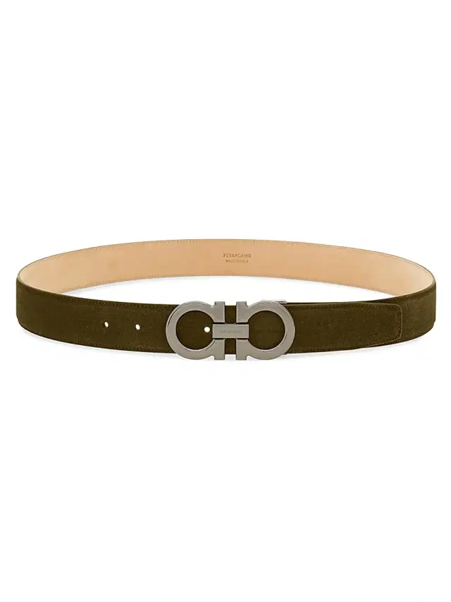 Men's Suede Gancini-Buckle Belt - Green
