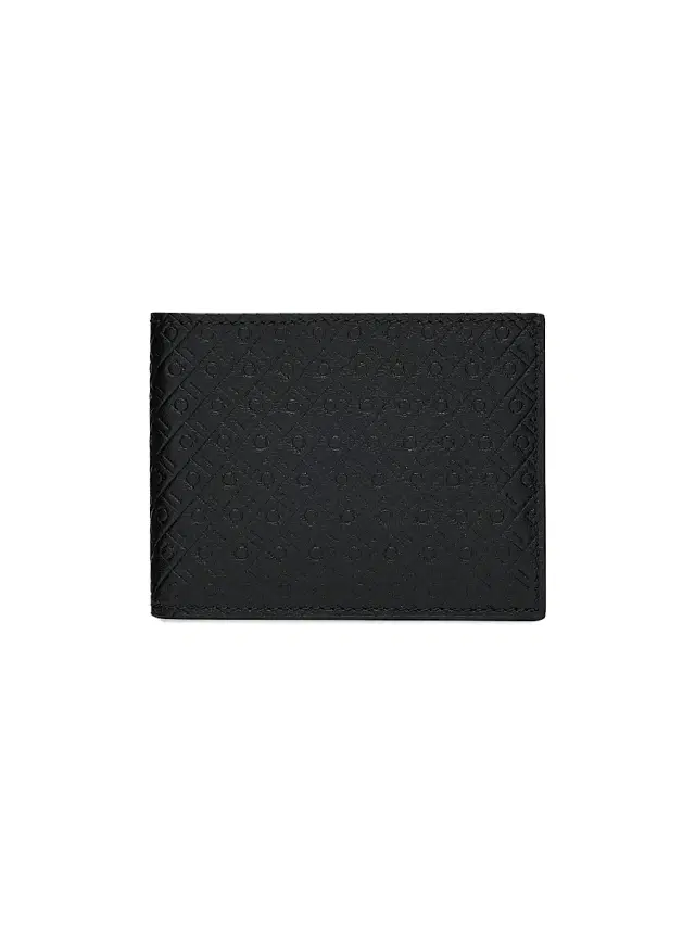 Men's Embossed Monogram Leather Bifold Wallet - Black