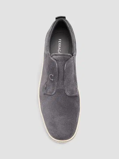 Ferragamo Men's Alfie Suede Gancini-Stamp Low-Top Sneakers | Thumbnail 3 Ferragamo Men's Alfie Suede Gancini-Stamp Low-Top Sneakers | Thumbnail 3