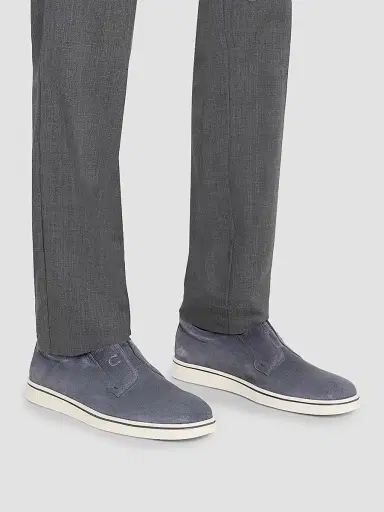 Ferragamo Men's Alfie Suede Gancini-Stamp Low-Top Sneakers | Thumbnail 5 Ferragamo Men's Alfie Suede Gancini-Stamp Low-Top Sneakers | Thumbnail 5