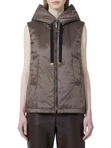 Max Mara Women's Padded Hooded Gilet in Water Repellent Canvas - Hazelnut Brown - Size 14 | Thumbnail 2 Max Mara Women's Padded Hooded Gilet in Water Repellent Canvas - Hazelnut Brown - Size 14 | Thumbnail 2