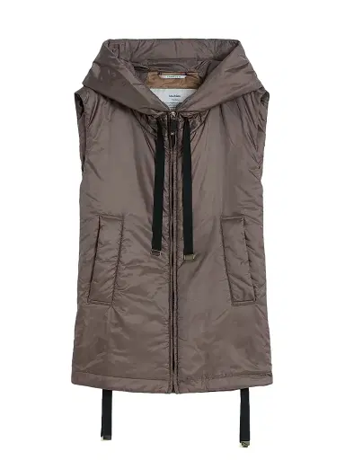 Max Mara Women's Padded Hooded Gilet in Water Repellent Canvas - Hazelnut Brown - Size 14 | Thumbnail 1 Max Mara Women's Padded Hooded Gilet in Water Repellent Canvas - Hazelnut Brown - Size 14 | Thumbnail 1