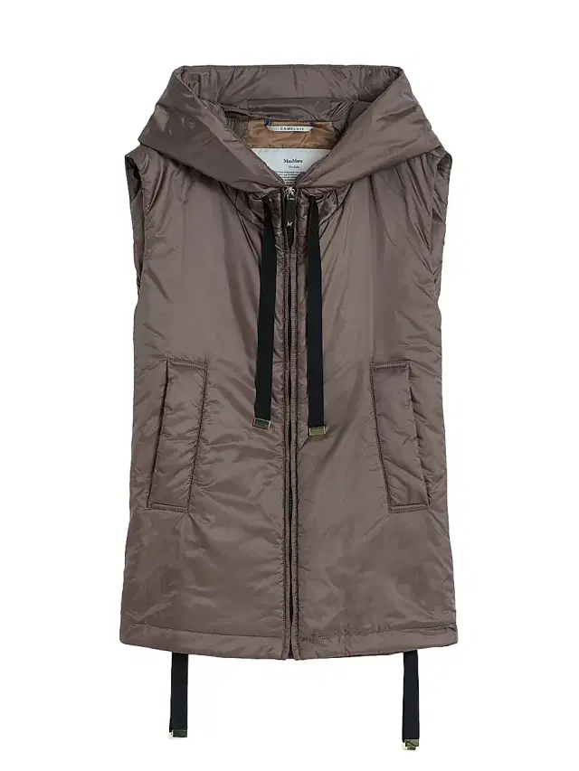 Max Mara Women's Padded Hooded Gilet in Water Repellent Canvas - Hazelnut Brown