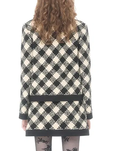 Valentino Garavani Women's Damier Tweed Jacket - Butter Black - Size 10 | Thumbnail 4