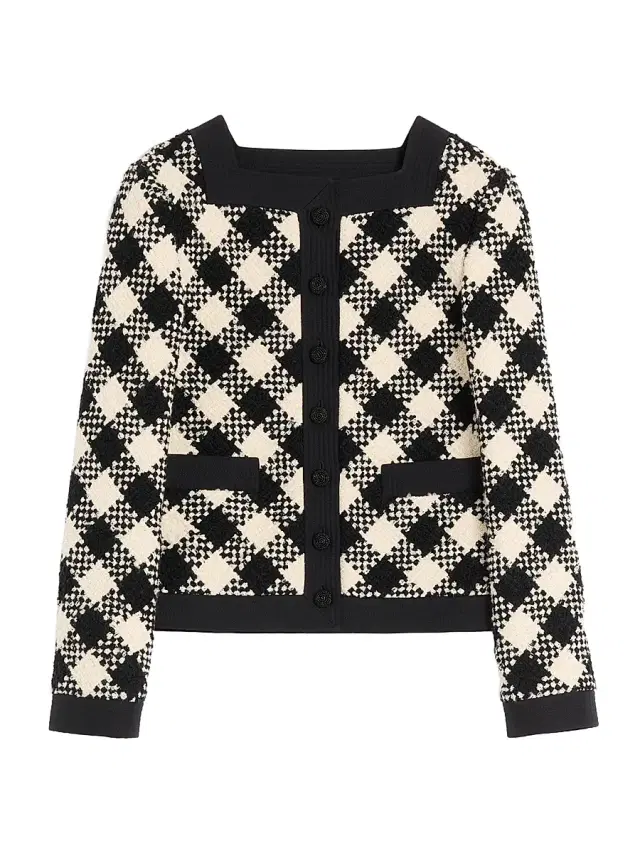Valentino Garavani Women's Damier Tweed Jacket - Butter Black