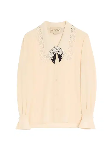 Valentino Garavani Women's Crepe De Chine Shirt - Ivory - Size 0 | Thumbnail 1 Valentino Garavani Women's Crepe De Chine Shirt - Ivory - Size 0 | Thumbnail 1