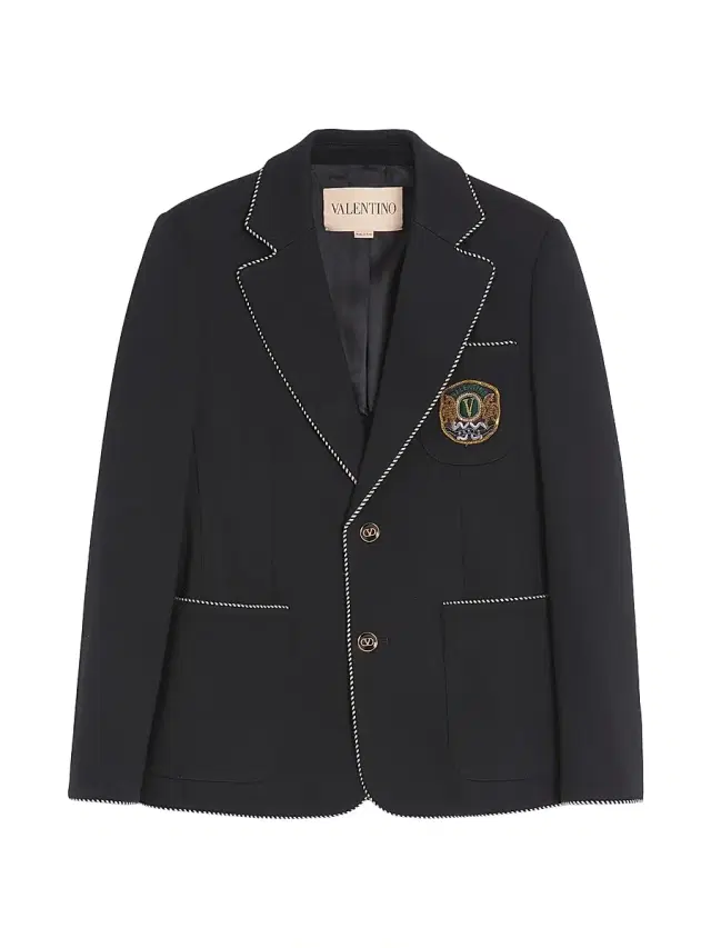 Valentino Garavani Men's Single-Breasted Wool Jacket with Patch - Black