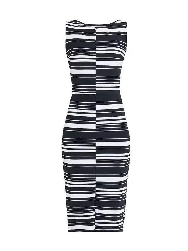 Chiara Boni La Petite Robe Women's Striped Bodycon Midi-Dress - Black White