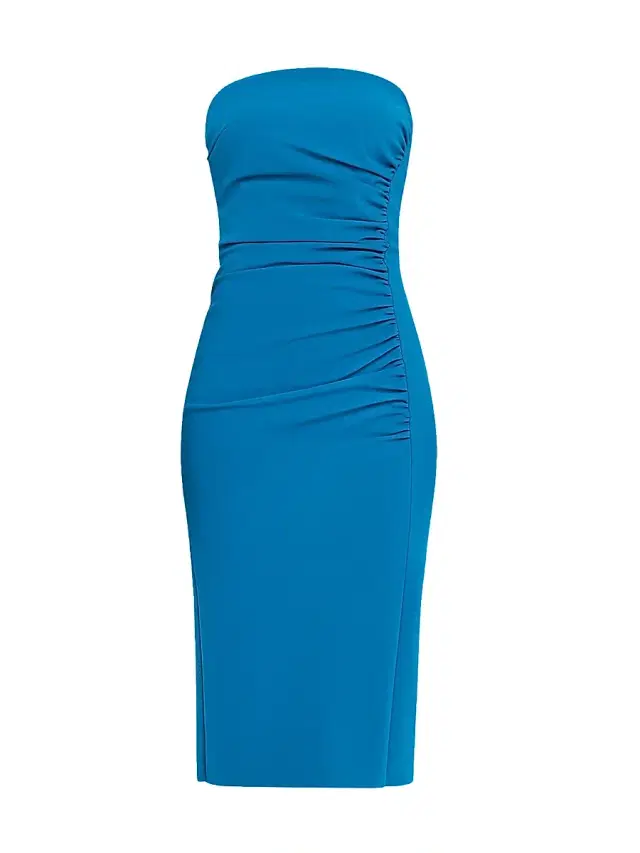 Chiara Boni La Petite Robe Women's Ruched Body-Con Strapless Midi-Dress - Teal