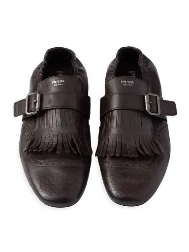 Prada Men's Shuffle Fringed Monk Strap Shoes - Brown - Size 11 | Thumbnail 2