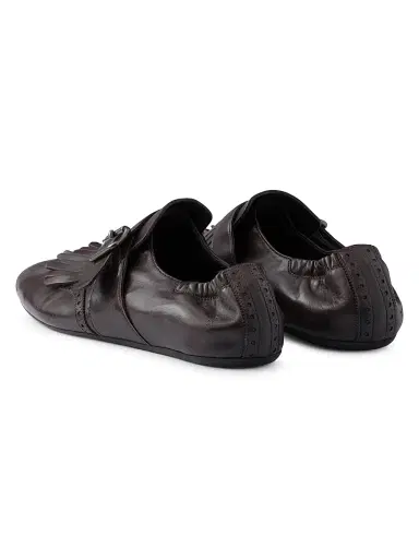 Prada Men's Shuffle Fringed Monk Strap Shoes - Brown - Size 11 | Thumbnail 3