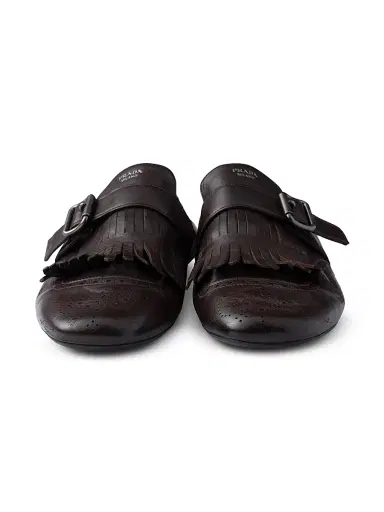 Prada Men's Shuffle Fringed Monk Strap Shoes - Brown - Size 11 | Thumbnail 4