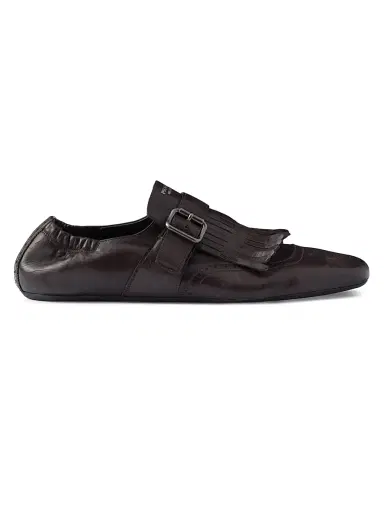 Prada Men's Shuffle Fringed Monk Strap Shoes - Brown - Size 11 | Thumbnail 1