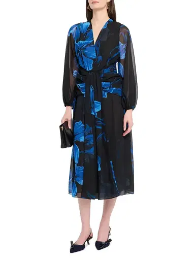 Chiara Boni La Petite Robe Women's Floral Georgette Midi-Dress | Thumbnail 2 Chiara Boni La Petite Robe Women's Floral Georgette Midi-Dress | Thumbnail 2