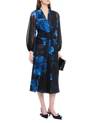 Chiara Boni La Petite Robe Women's Floral Georgette Midi-Dress | Thumbnail 3 Chiara Boni La Petite Robe Women's Floral Georgette Midi-Dress | Thumbnail 3
