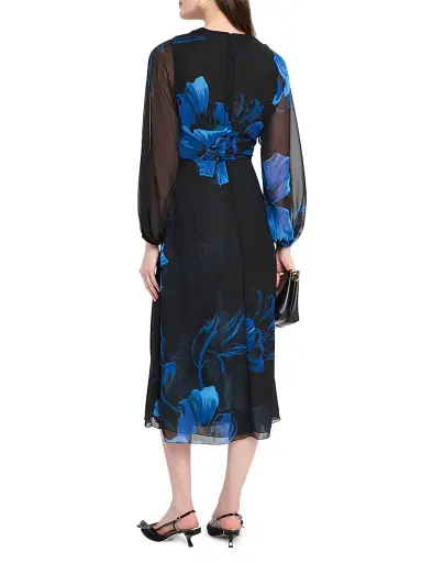Chiara Boni La Petite Robe Women's Floral Georgette Midi-Dress | Thumbnail 4 Chiara Boni La Petite Robe Women's Floral Georgette Midi-Dress | Thumbnail 4