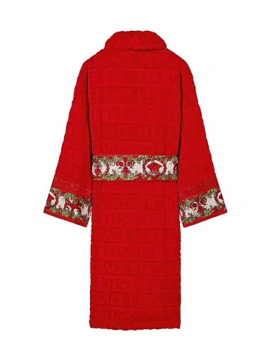 Versace Men's Christmas Barocco Cotton Robe - Red | Thumbnail 2 Versace Men's Christmas Barocco Cotton Robe - Red | Thumbnail 2
