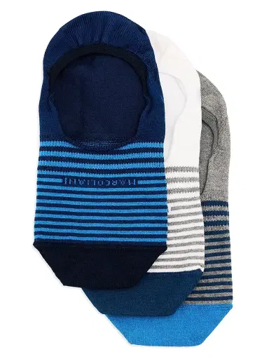 Marcoliani Men's Invisible Touch Cotton No-Show Socks 3-Pack - White Pattern | Thumbnail 1 Marcoliani Men's Invisible Touch Cotton No-Show Socks 3-Pack - White Pattern | Thumbnail 1