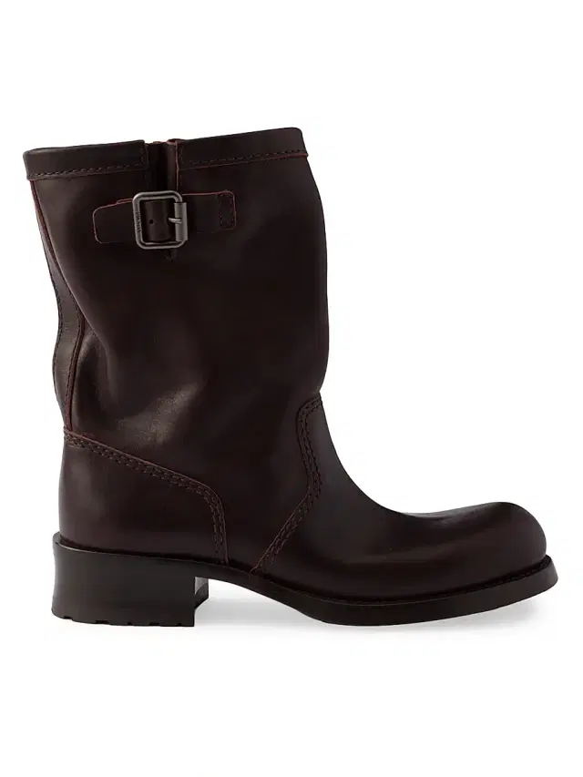 Prada Women's Leather Mid-Calf Boots - Dark Brown