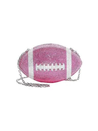 Judith Leiber Couture Women's Game Day Football Pigskin Crystal Clutch - Rose | Thumbnail 1 Judith Leiber Couture Women's Game Day Football Pigskin Crystal Clutch - Rose | Thumbnail 1