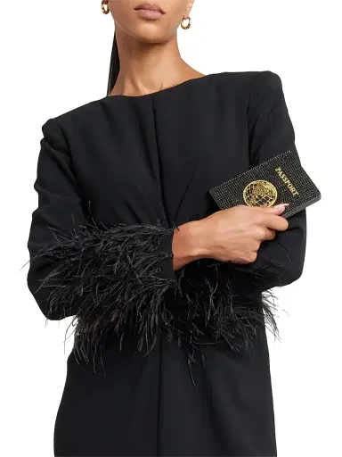 Judith Leiber Couture Women's Leather & Crystal Passport Holder - Black | Thumbnail 2