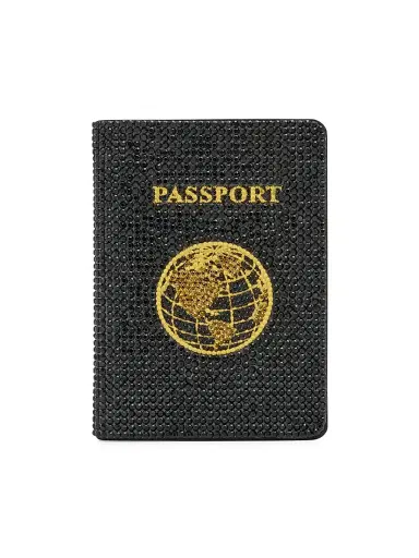 Judith Leiber Couture Women's Leather & Crystal Passport Holder - Black | Thumbnail 1