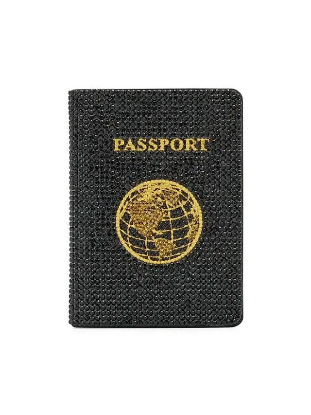 Judith Leiber Couture Women's Leather & Crystal Passport Holder - Black
